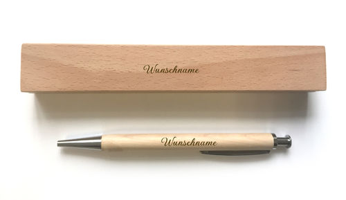 Holz Kugelschreiber im Etui mit Gravur